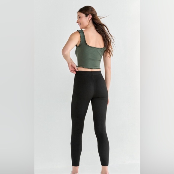 (7)New Francesca’s Comfy Casual Black Ribbed Leggings - Picture 4 of 6